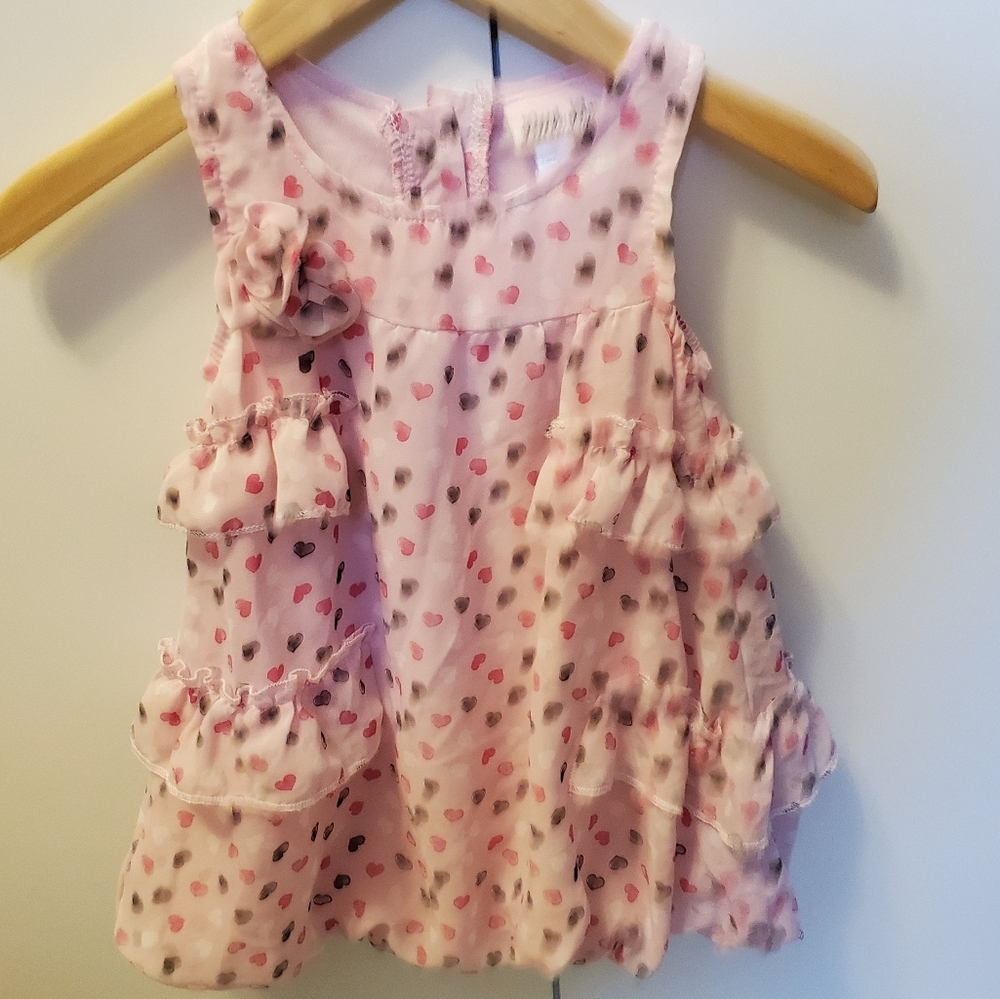 Little Lass Pink Heart Ruffle Dress